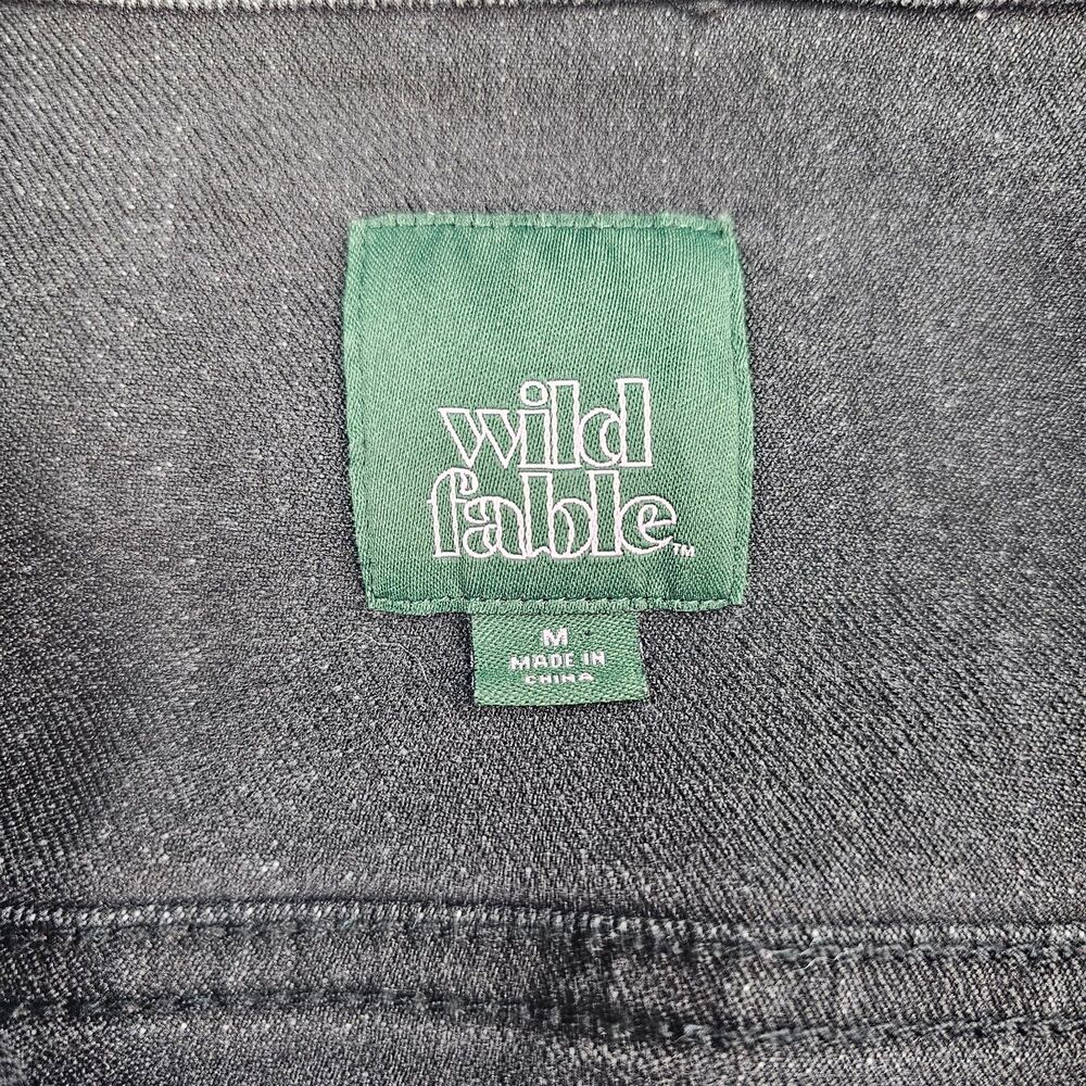 Wild Fable Cropped Black Distressed Denim Jacket Women’s Medium Grunge Y2K - Picture 7 of 11